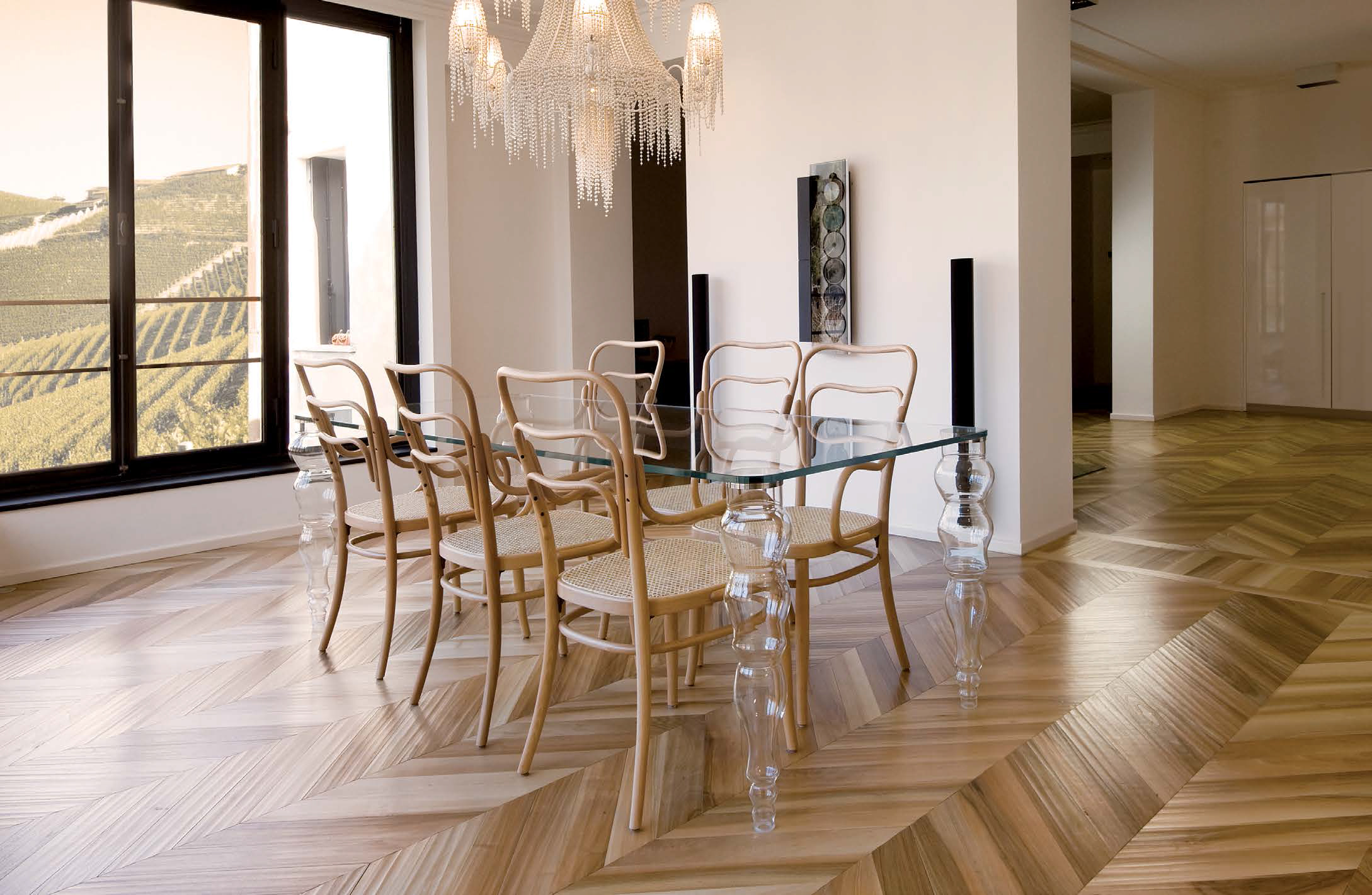 得高環(huán)保地板，直擊地面健康 胡桃木魚骨拼花European Walnut Noblesse Herringbone  (2)